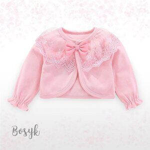 NEW - Lace Bow Sweater Pink for Toddler Girls - Toddler Dress Sweater